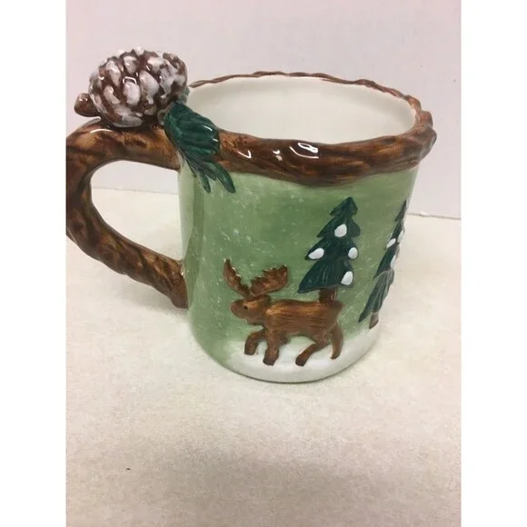 Vintage Bico China Ceramic Deer Decorative Mug Cup Christmas - Picture 3 of 6